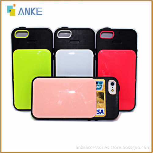 Hybrid PC+Silicon,Card Slot Design Case for IPhone 5 5S 5G,OEM ODM and Wholesale Welcome